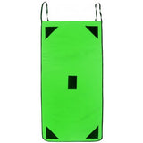 The Sure Shot Aerobic Non Slip 10mm by Sure Shot is a bright green rectangular training mat with black triangular corner patches, a small central black rectangle, and two top loops for easy hanging or carrying.