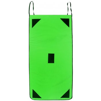 The Sure Shot Aerobic Non Slip 10mm by Sure Shot is a bright green rectangular training mat with black triangular corner patches, a small central black rectangle, and two top loops for easy hanging or carrying.