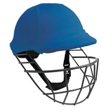 The Gray Nicolls Helmet Clads offer a blue cover for your helmet, featuring a black adjustable chin strap and metal faceguard—ideal for head protection, personalization, or changing your helmet’s color.