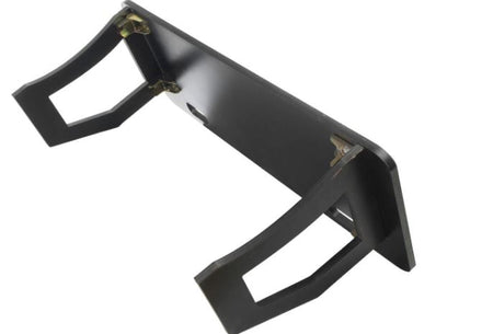 The Samba Rebound Board by Samba Sports is a black wooden laptop desk stand with foldable legs and open rectangular cutouts, resembling a football training rebound board, shown from an angled side view on a white background.