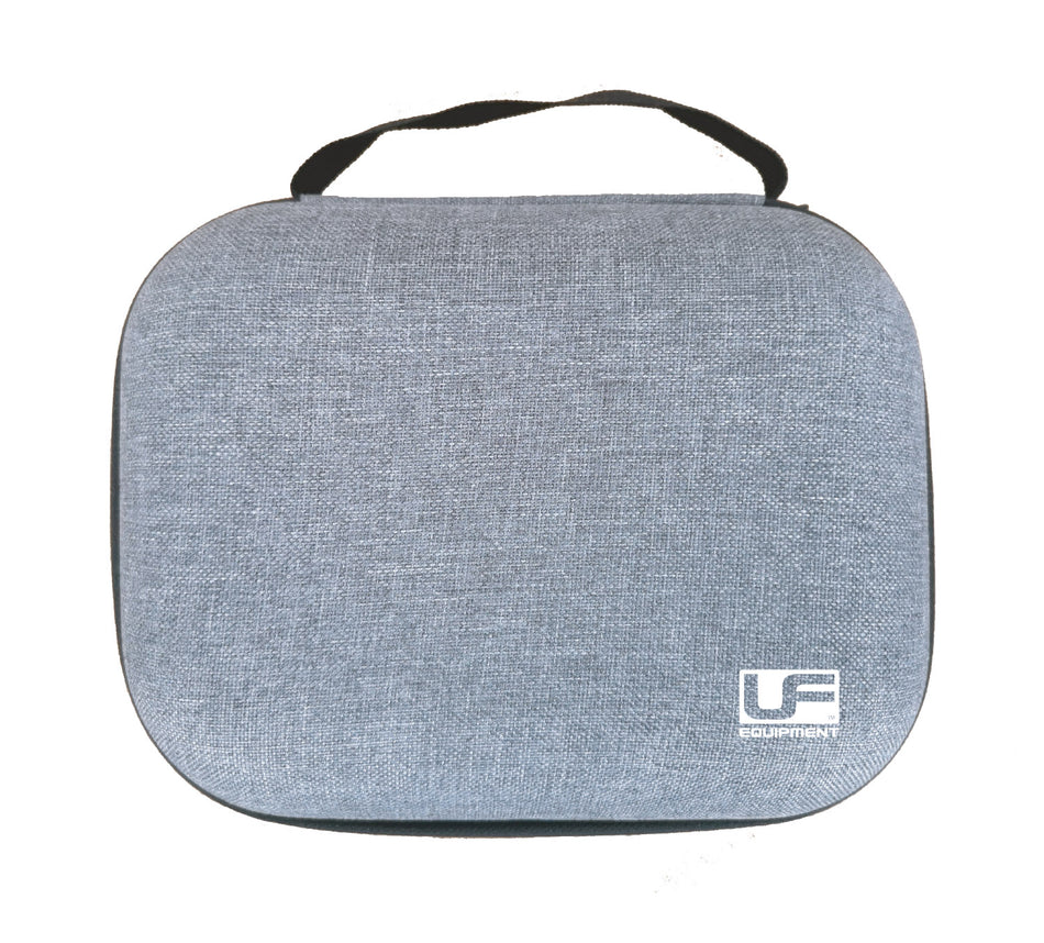 A light gray, rectangular fabric carrying case with a black handle and white Urban Fitness logo—ideal for storing your Urban Fitness Mini Massage Gun and keeping it handy for muscle relief wherever you go.