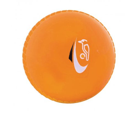 The Kookaburra Super Coach Soft Cricket Ball Orange (Level 1) features a white logo with a stylized figure and black accent, set against a plain white background—ideal for beginners and junior players.