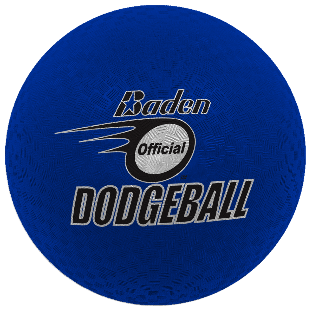 The Baden Dodgeball (Pack of Four) - Size 7 by Baden Sports features a blue, soft rubber design, textured surface, and “Baden Official Dodgeball” text in black, white, and silver printed on the front.
