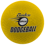 The Baden Dodgeball (Yellow) by Baden Sports is a soft rubber ball with a textured surface and "Baden Official Dodgeball" printed in bold black and white on the front.