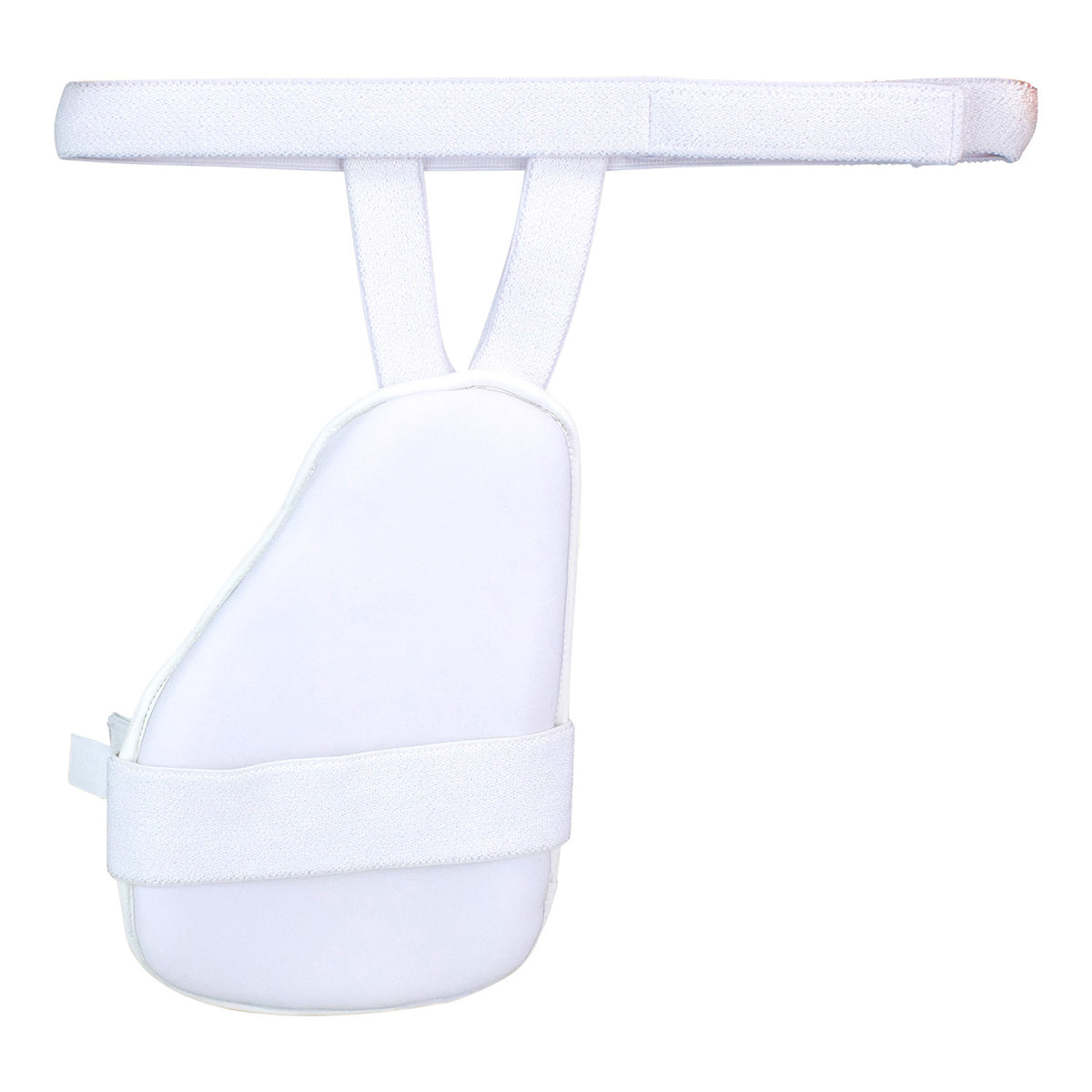 The Kookaburra Pro Inner Thigh Guard by Kookaburra is a premium PU white guard with a wide waistband, two support straps, and multi-flex design for superior protection during athletic activities.