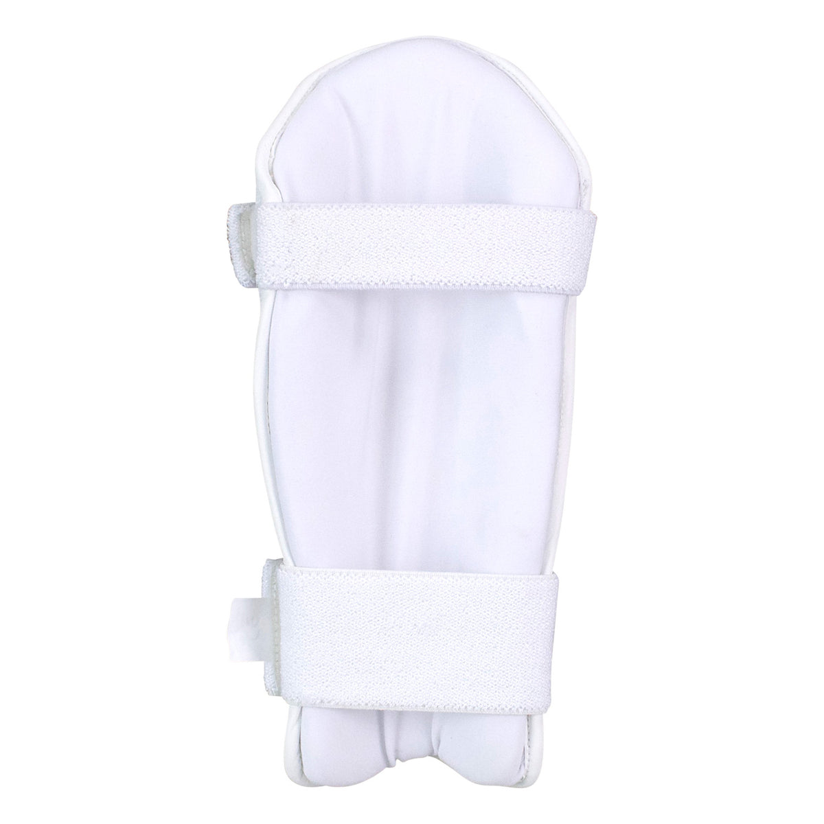 The Kookaburra Pro Armguard Adult by Kookaburra is a white PU sports guard with two adjustable Velcro straps and a multi flex design for superior impact protection, displayed against a plain background.