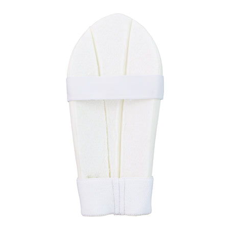 The Kookaburra 1000 Arm Guard by Kookaburra, shown on a plain white background, features two elastic straps and an absorbent towel back for a secure fit and comfort.