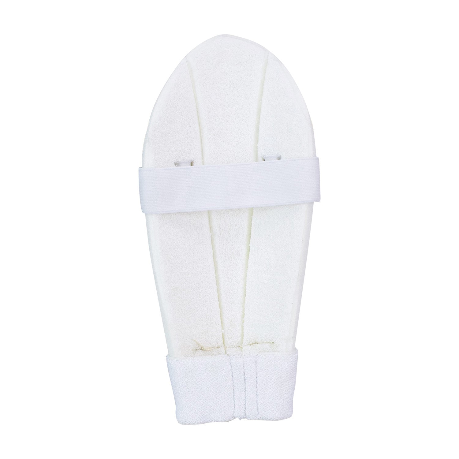 The Kookaburra 500 Arm Guard by Kookaburra is a white terry cloth mitt with HDF Towel Backing, a wide elastic band, and a cuff at the wrist, designed for Grade 3 exfoliating or skin cleansing.