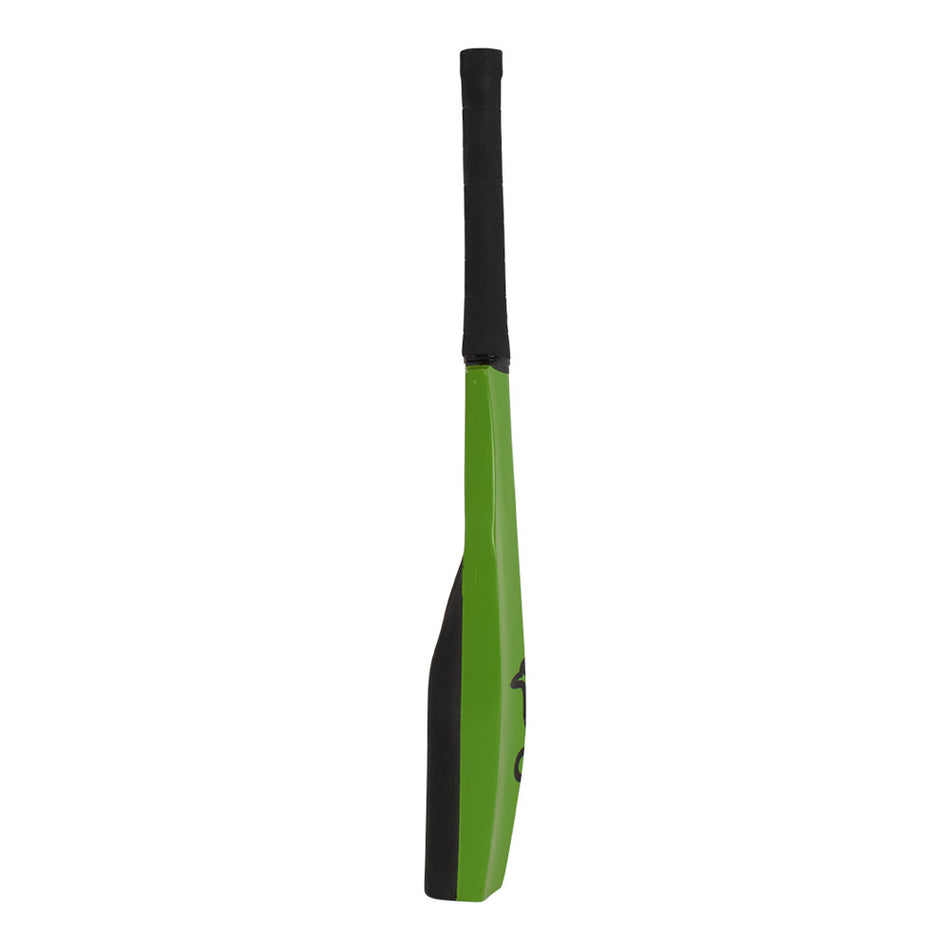 The Kookaburra Premium Fielding Practice Bat, by Kookaburra, is green with a black grip and detailing, shown upright against a white background.