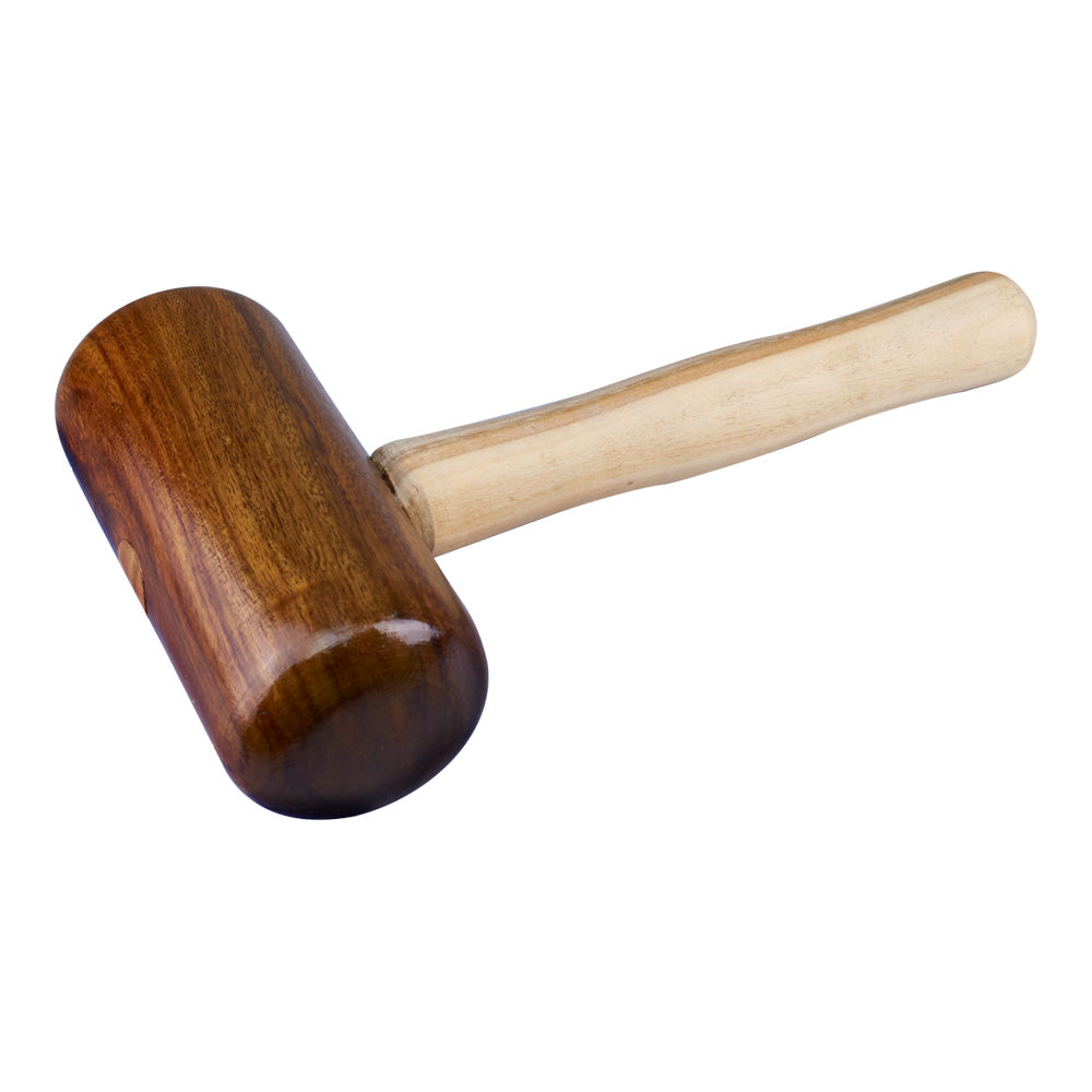 The Kookaburra Premium Bat Mallet by Kookaburra features a light handle with a darker cylindrical head, ideal for knocking in cricket bats, shown against a white background.