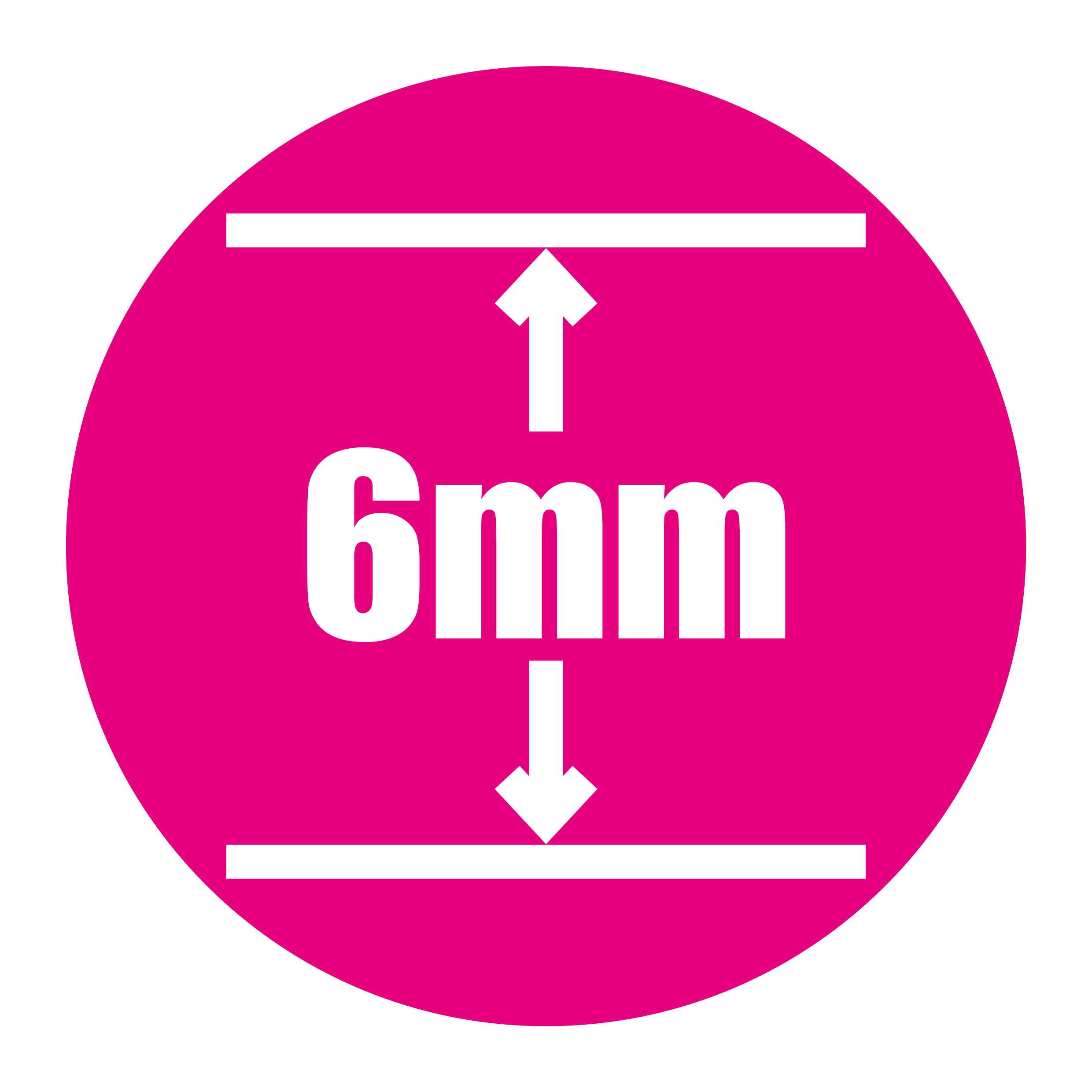 A pink circle with bold white "6mm" text, arrows, and lines signals the 6mm height measurement for the Butterfly Park Outdoor Table Tennis Table by Butterfly, highlighting its wheelchair-friendly design.