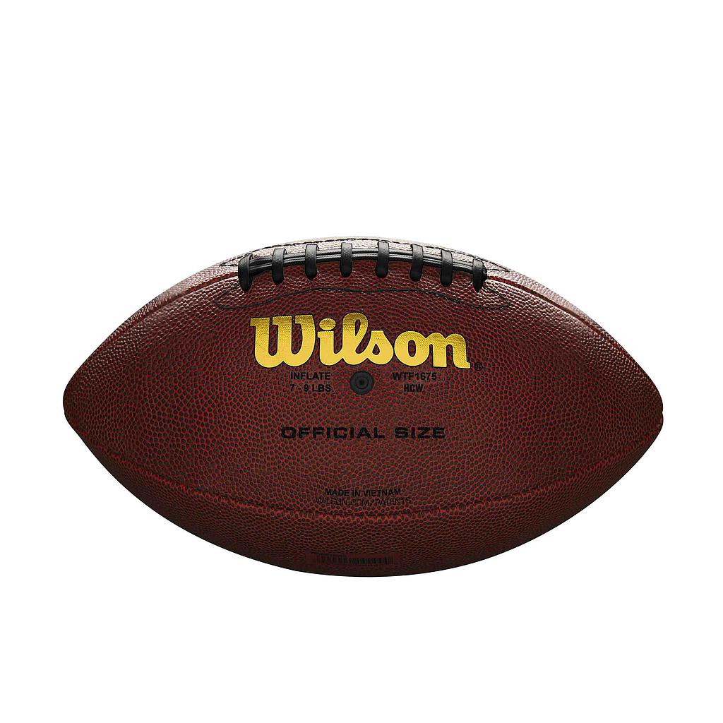 A Wilson NFL Tailgate American Football with a composite cover, black laces, and "Wilson" in yellow on the front is displayed against a white background.