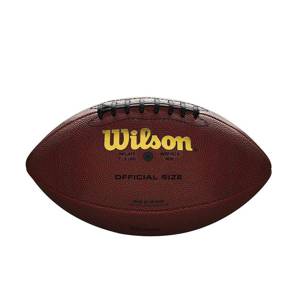 A Wilson NFL Tailgate American Football with a composite cover, black laces, and "Wilson" in yellow on the front is displayed against a white background.
