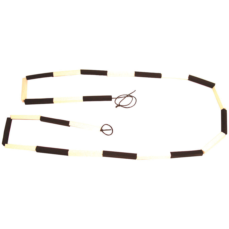 The Bishop Sports High Jump Flexibar Lath is a flexible bar with alternating black and white segments, foam sections, and handles at both ends, designed for high jump training.