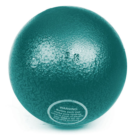 The Mastersport Cast Iron Shot is a green, textured foam training ball with "3K" embossed and a circular warning label, perfect for replacing a traditional cast iron shot during practice sessions.