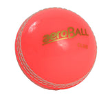 The Aero Incrediball Club Cricket Ball by Aero is a bright pink cricket ball with white stitching and "Incrediball Club Cricket Ball" printed in gold on its surface.