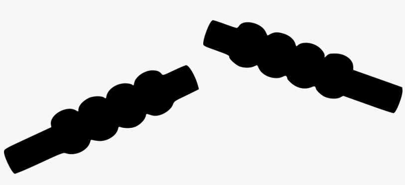 A separated wishbone silhouette, echoing cricket stumps after Martin Berrill Sports Plastic Cricket Bails (Set of Two) fall apart.