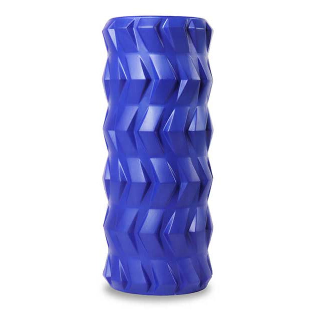 The Fitness Mad Tread Roller by Fitness Mad is a blue foam roller with a textured, geometric surface designed for deep tissue massage and myofascial release during muscle massage and physical therapy.