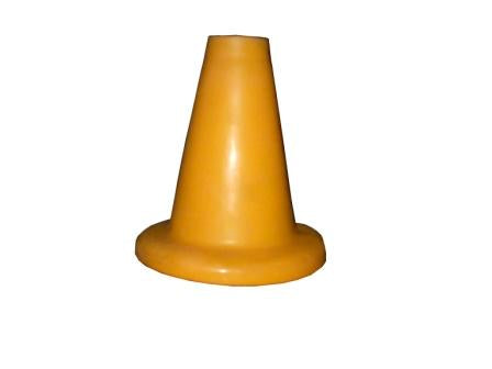 The Hunts County Flik Batting Tee (Yellow) by Hunts County features a stable wide base and smooth surface, standing upright against a white background—perfect for batting practice or coaching drills.