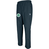 The Gilbert Beaudesert Park School Pro All-Weather Trouser is navy blue with an elastic waistband, side zipper pocket, BP circular logo on the left thigh, and a small white Gilbert logo on the right thigh—ideal for school activities.