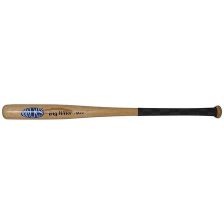The Wilks Big Hitter Maxi Softball Bat is a 34-inch hardwood bat featuring a black non-slip grip and the words "Big Hitter Maxi" printed near the barrel.