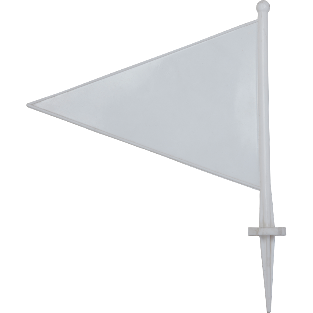 Hunts County Boundary Flags (Pack of Ten) are triangular pennants with pointed-end poles, perfect as boundary markers. Available in White, Red, or Yellow.