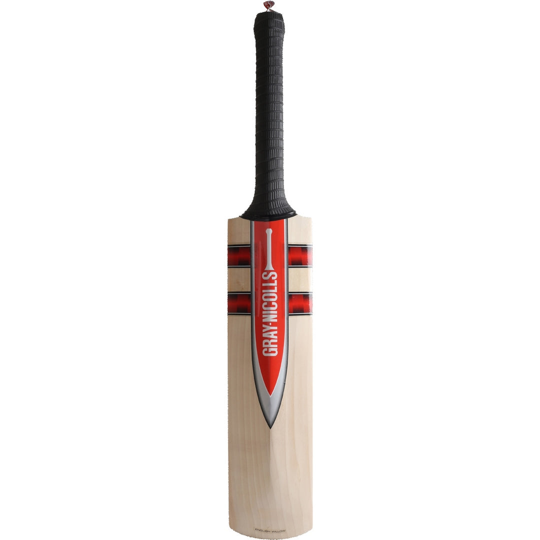 The Gray Nicolls Fielding Bat features a black handle, wooden blade with red, black, and white details, and vertical brand name—perfect as a catching cricket bat for sharp fielding practice.