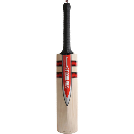 The Gray Nicolls Fielding Bat features a black handle, wooden blade with red, black, and white details, and vertical brand name—perfect as a catching cricket bat for sharp fielding practice.
