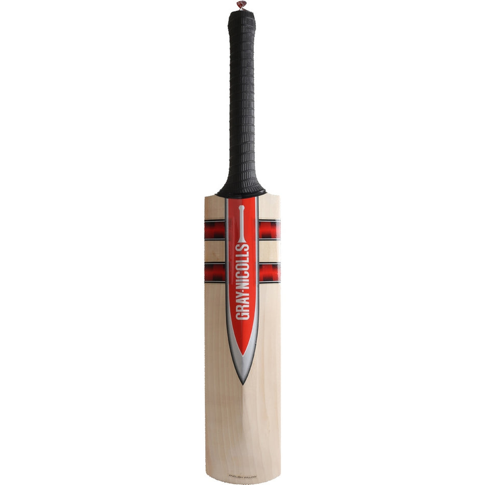 The Gray Nicolls Fielding Bat features a black handle, wooden blade with red, black, and white details, and vertical brand name—perfect as a catching cricket bat for sharp fielding practice.
