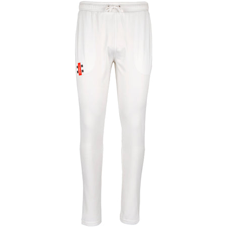 The Gray Nicolls Pro Performance Cricket Trousers offer a white design with the brand logo and advanced moisture management for superior on-field comfort.