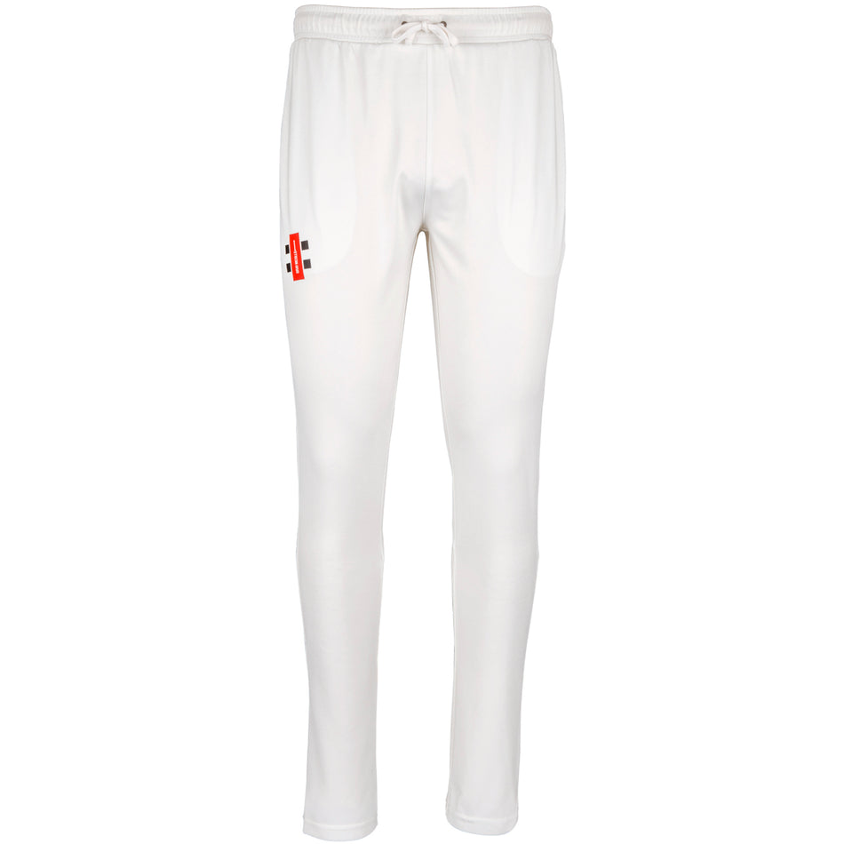 The Gray Nicolls Pro Performance Cricket Trousers offer a white design with the brand logo and advanced moisture management for superior on-field comfort.