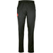 The Gray Nicolls Rockhampton CC Pro Performance Training Trousers - Junior are black athletic track pants with an elastic waistband, side pockets, a red and white upper thigh graphic, a tailored fit, and moisture-wicking comfort.