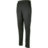 The Gray Nicolls Pro Performance Junior Training Trousers in black feature an elastic waistband, adjustable drawstring, and side pockets for comfort and style, shown on a plain white background.