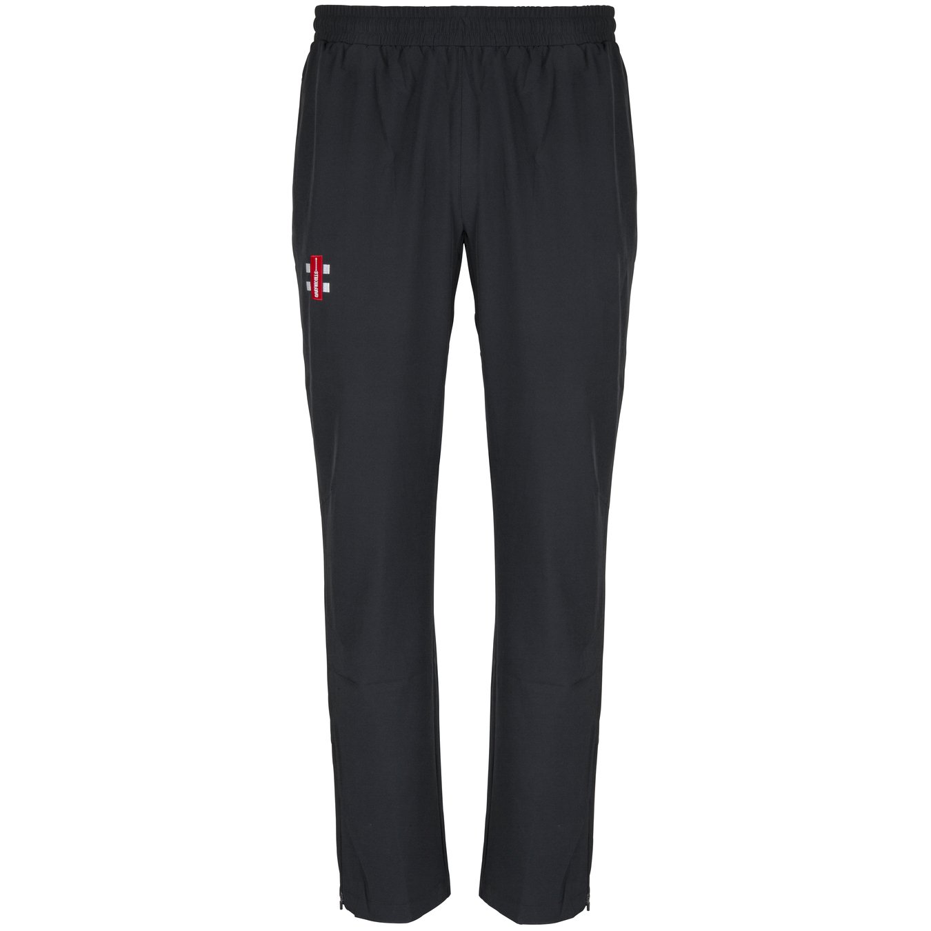 The Gray Nicolls Rockhampton CC Velocity Track Trouser - Junior features an athletic fit, elastic waistband, small red and white logo on the upper left thigh, and a straight-leg design ideal for workouts or daily wear.