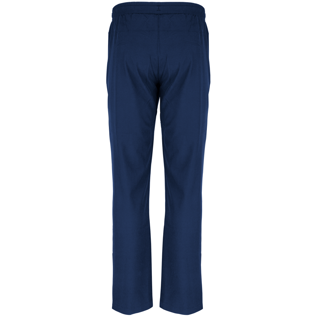 The Monmouth CC Velocity Track Trousers by Gray Nicolls in navy blue athletic fit feature an elastic waistband and are shown from the back against a white background.
