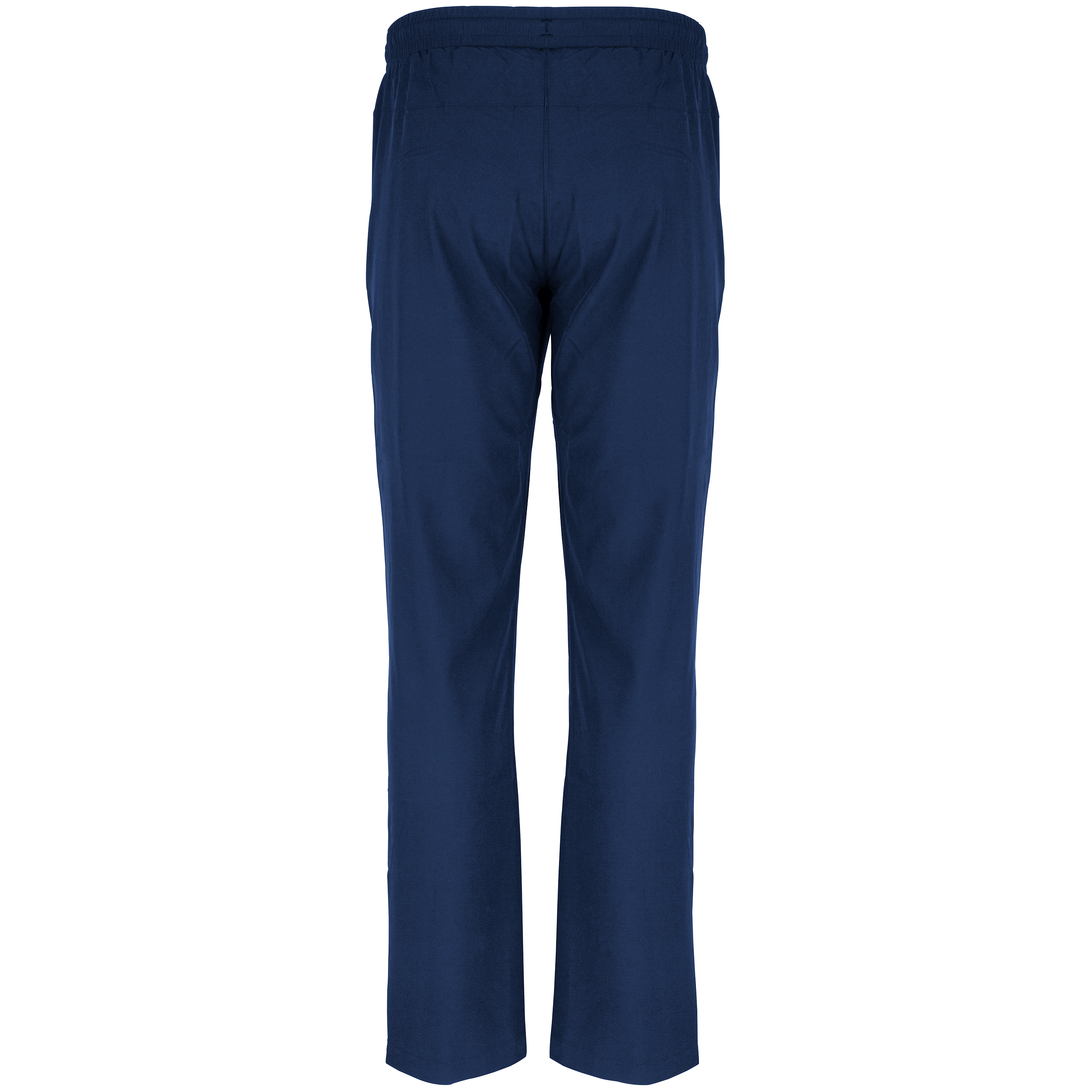 The Monmouth CC Velocity Track Trousers by Gray Nicolls in navy blue athletic fit feature an elastic waistband and are shown from the back against a white background.