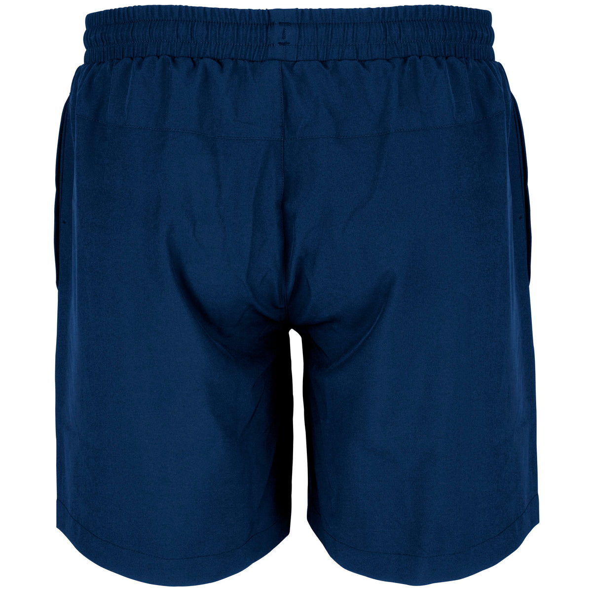 Back view of Gray Nicolls Velocity Shorts in navy blue, featuring an elastic waistband and a simple, logo-free design ideal for cricket training.