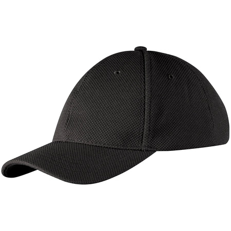 The Gray Nicolls Cricket Cap by Gray Nicolls is shown in black, featuring an adjustable fit, curved brim, and textured fabric against a white background.