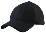 The Gray Nicolls Cricket Cap in navy features a curved brim and adjustable fit, shown from a front and left angle on a white background. Crafted from durable polyester, it offers comfort and style.