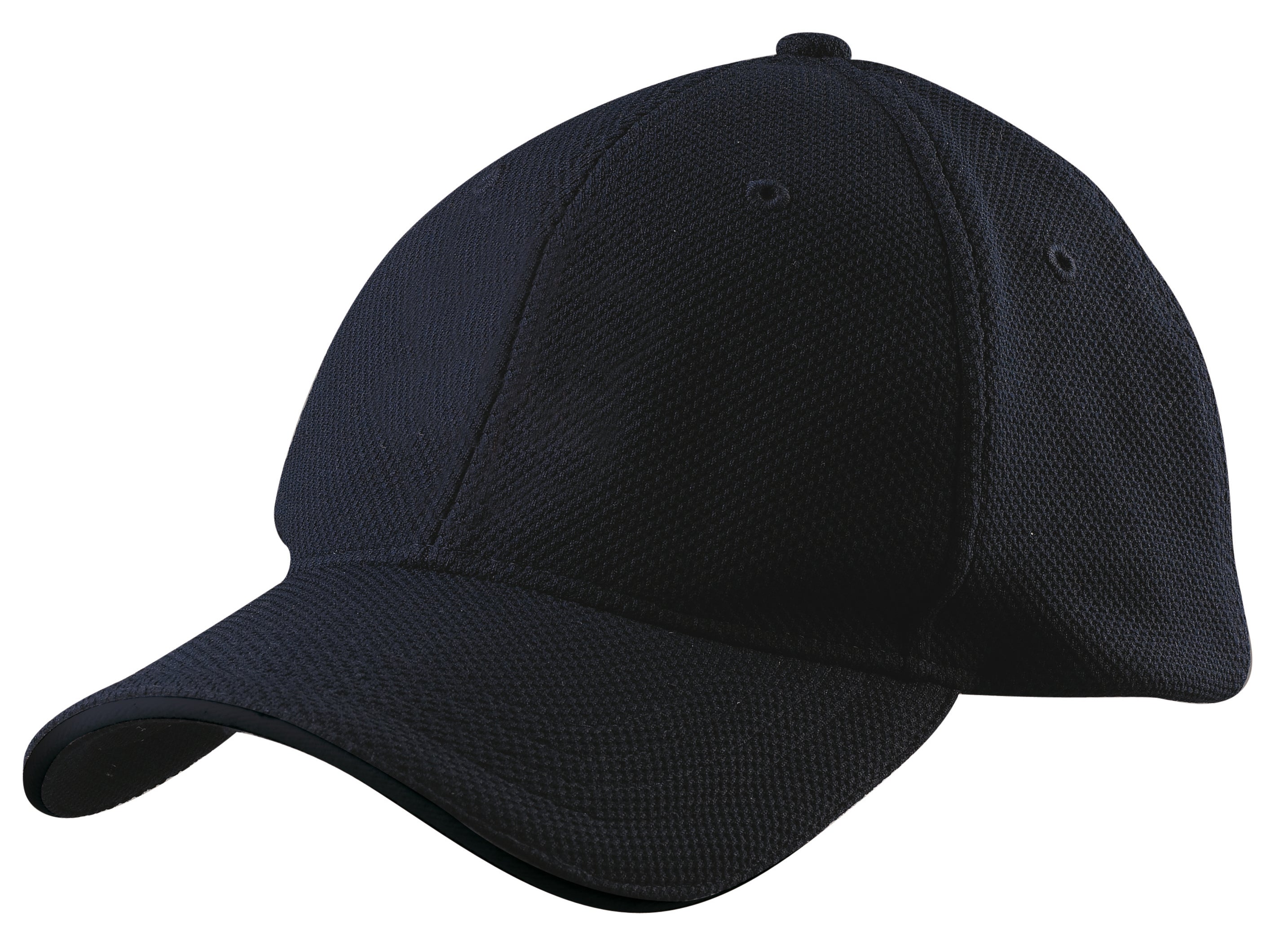 The Gray Nicolls Cricket Cap in navy features a curved brim and adjustable fit, shown from a front and left angle on a white background. Crafted from durable polyester, it offers comfort and style.