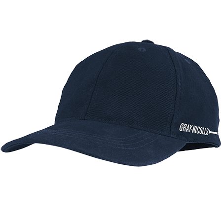 The Gray Nicolls Pro Fit Cap is a navy blue adult sports cap with a curved brim and "GRAY-NICOLLS" in white on the side—ideal for cricket fans.