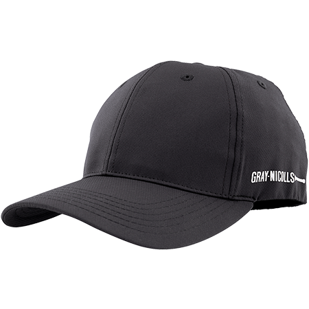 The Gray Nicolls Pro Fit Cap is a black adult sports cap with visible stitching, ventilation holes, and the white Gray Nicolls logo on the side—ideal for cricket as both a stylish and practical accessory.