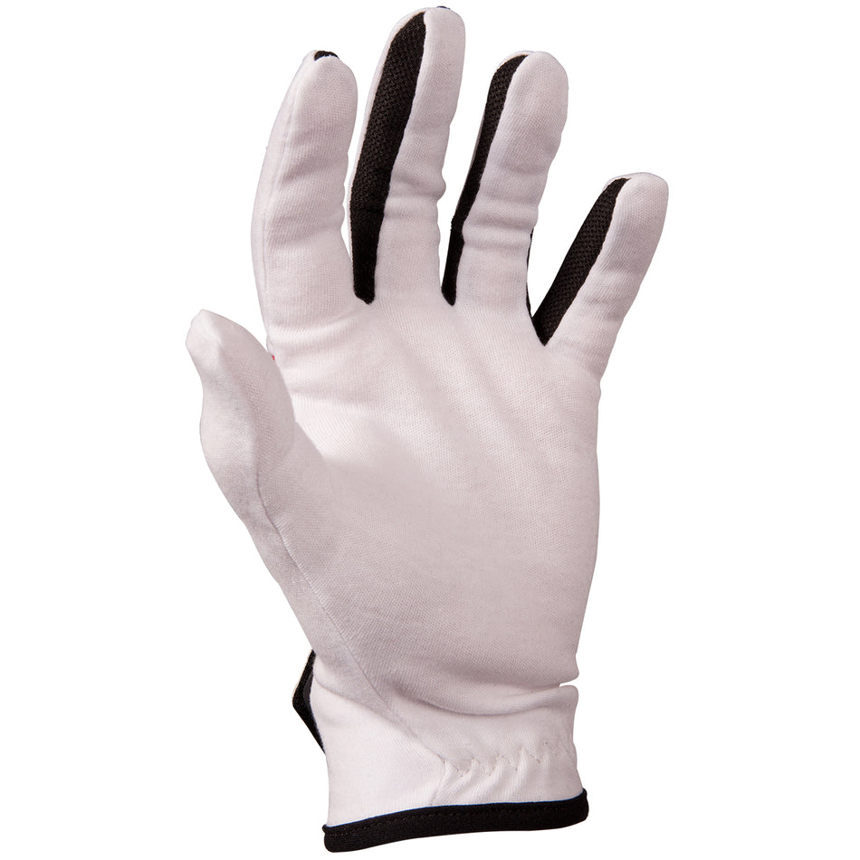 The Gray Nicolls Players Full Inner Glove features a white design with black finger accents and black wrist trim, shown palm-up with fingers spread. Ideal as inner gloves for extra comfort during play.