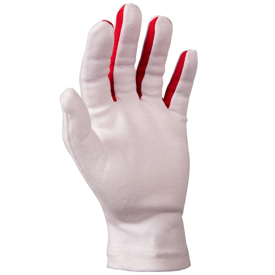 The Gray Nicolls Pro Full Finger Batting Inners, made from premium soft cotton with red accents along the finger seams, are shown upright with fingers slightly spread against a plain background.