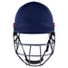 The Gray Nicolls Junior Ultimate Helmet, shown in navy blue with a metal face guard, offers young players reliable protection—ideal for junior cricket.