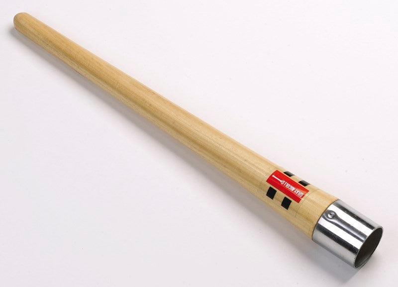 The Gray Nicolls Gripping Cone by Gray Nicolls, with a metal threaded end and red label, is designed for comfort and lies on a white surface.