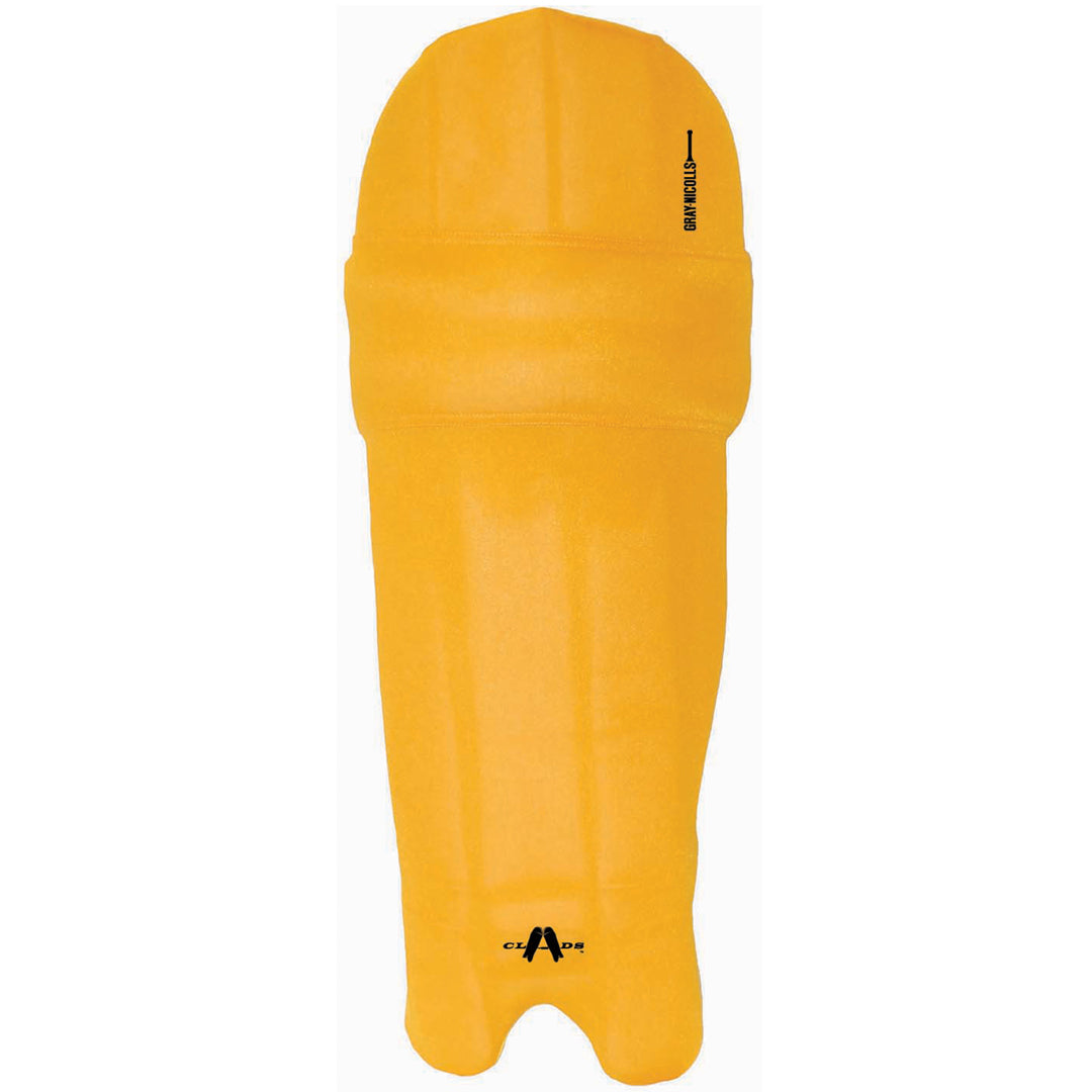 Bright yellow Cricket Batting Clads by Gray Nicolls, shown flat with a hood and loose fit—ideal for slipping on after cricket practice, whether you’re removing your batting pads or coloured clads.