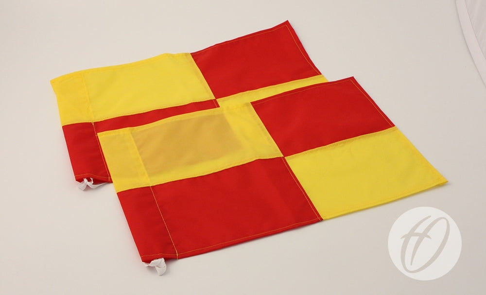2 Red & Yellow Chequered Linesmans Flags