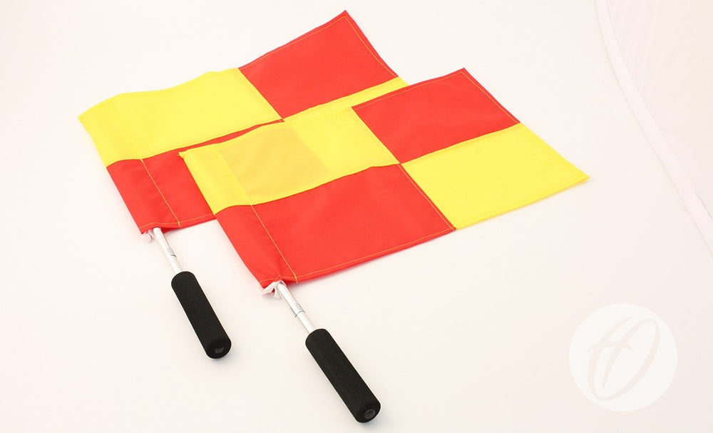 2 Red & Yellow Chequered Linesmans Flags