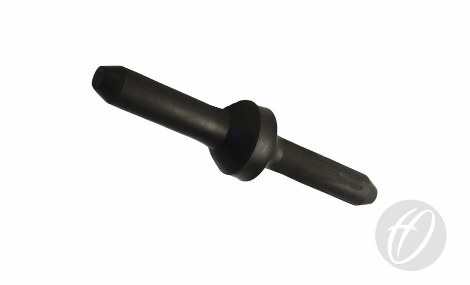 A black, cylindrical steel Connector For Spring Back Corner Pole by Harrod Sport, featuring pointed tips on both ends and a hexagonal center, is displayed against a white background with a faint watermark in the lower right corner.